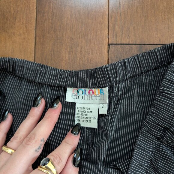 CLASSIC BLACK PINSTRIPE TROUSER PANTS - Picture 3 of 3